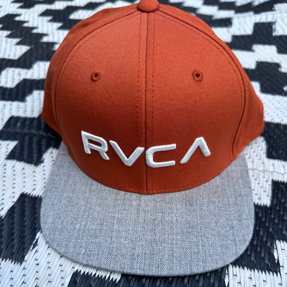 RVCA Burnt Orange and Gray SnapBack hat